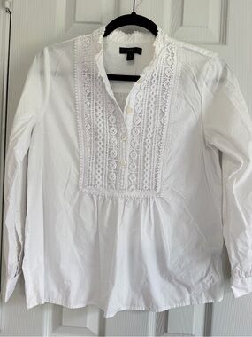 J.Crew white lace blouse romantic cottagecore prairie coquette heirloom cotton 2